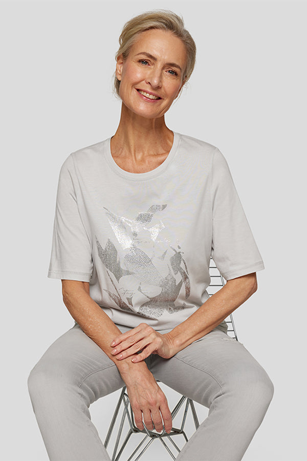 SILVER FOIL PRINT T-SHIRT