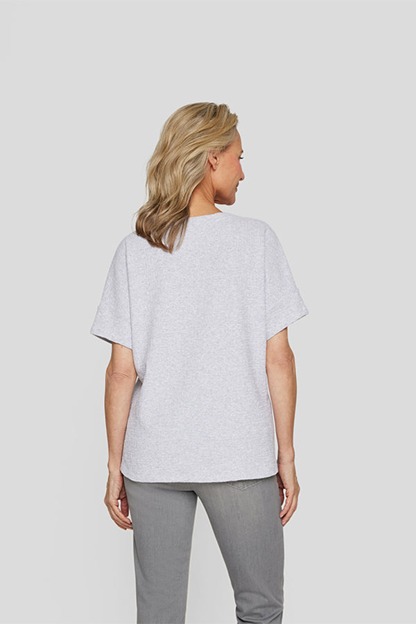 GREY RHINESTONE DETAIL T-SHIRT