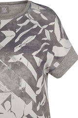 PEARL GREY ABSTRACT PRINT T-SHIRT