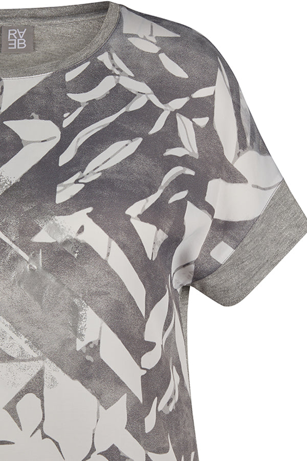 PEARL GREY ABSTRACT PRINT T-SHIRT