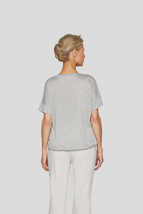 PEARL GREY ABSTRACT PRINT T-SHIRT