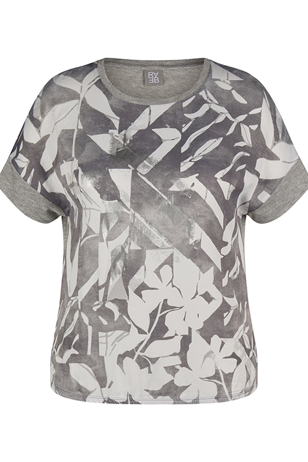 PEARL GREY ABSTRACT PRINT T-SHIRT