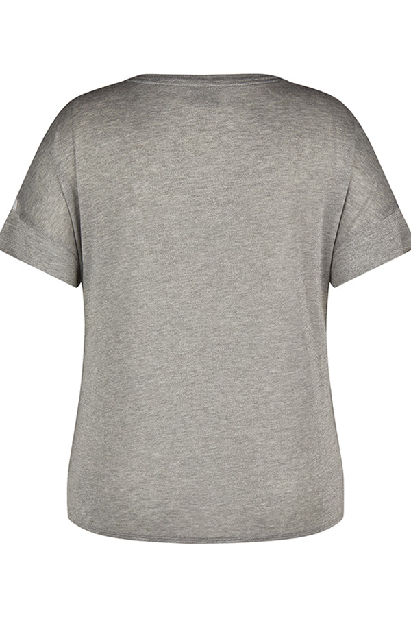 PEARL GREY ABSTRACT PRINT T-SHIRT