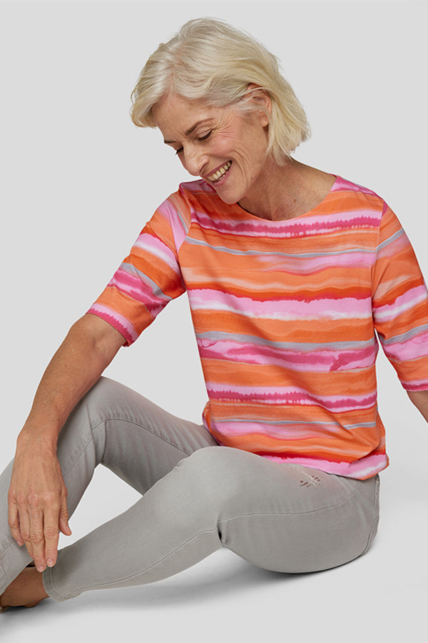 MANDARINE WATERCOLOR STRIPES T-SHIRT