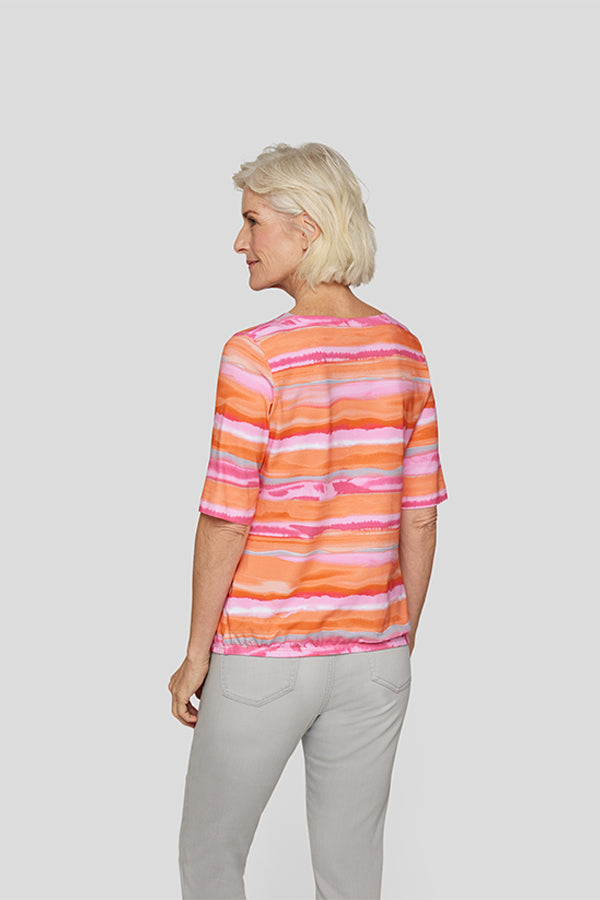 MANDARINE WATERCOLOR STRIPES T-SHIRT