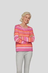 OPENWORK MANDARINE STRIPED SWEATER