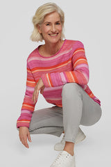 OPENWORK MANDARINE STRIPED SWEATER