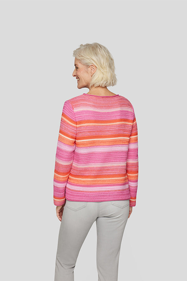 OPENWORK MANDARINE STRIPED SWEATER