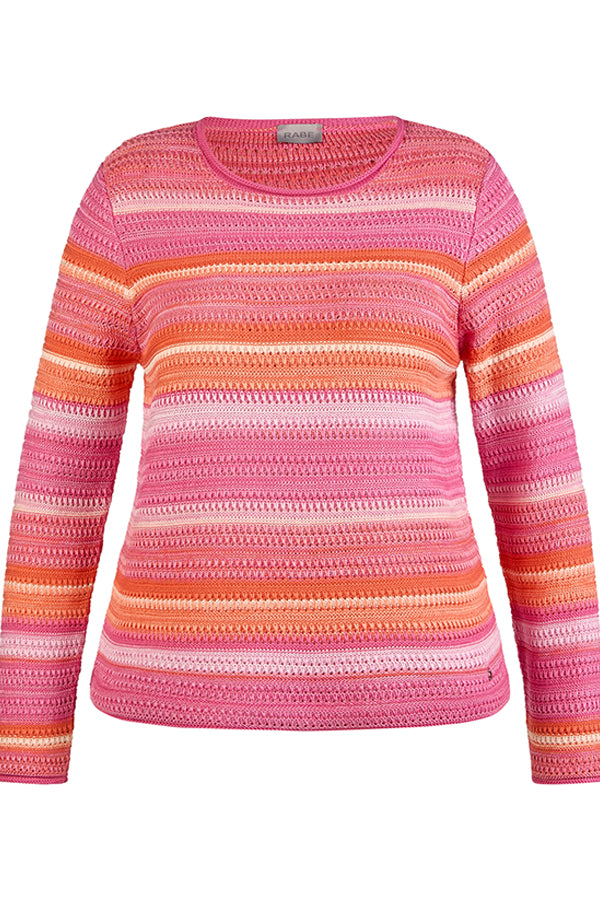 OPENWORK MANDARINE STRIPED SWEATER