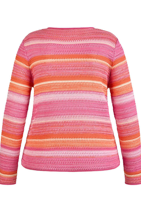 OPENWORK MANDARINE STRIPED SWEATER