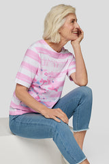 FLORAL PRINT STRIPED T-SHIRT