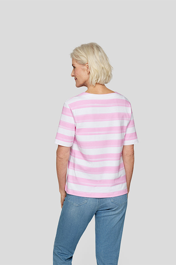 FLORAL PRINT STRIPED T-SHIRT