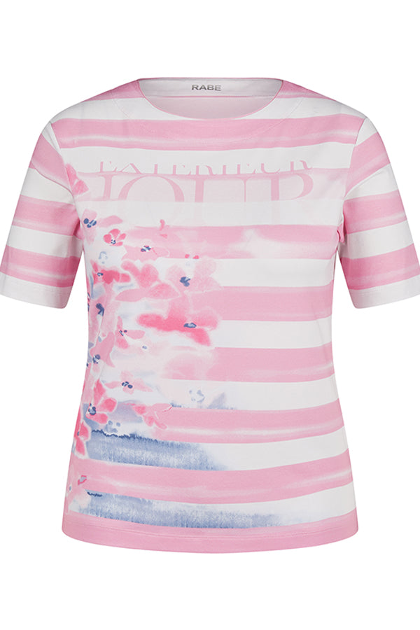 FLORAL PRINT STRIPED T-SHIRT