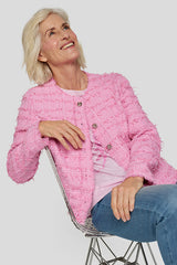 STRUCTURED FRINGED BOUCLE JACKET