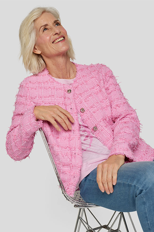 STRUCTURED FRINGED BOUCLE JACKET