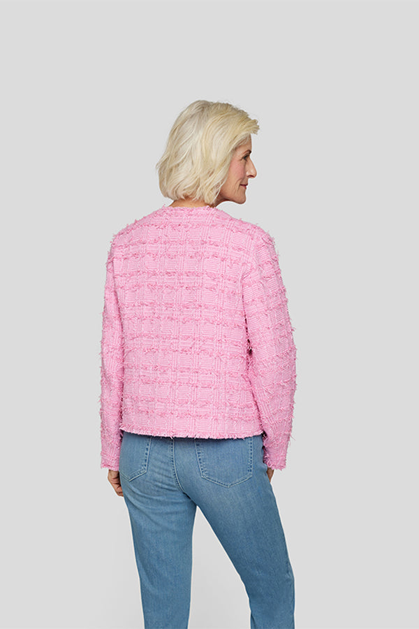 STRUCTURED FRINGED BOUCLE JACKET