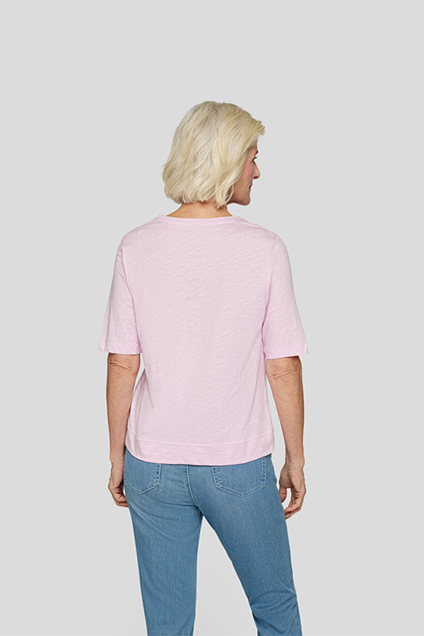 FLORAL PRINT RHINESTONE T-SHIRT