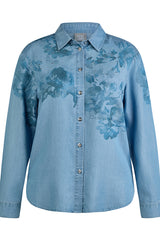 FLORAL PRINT DENIM SHIRT