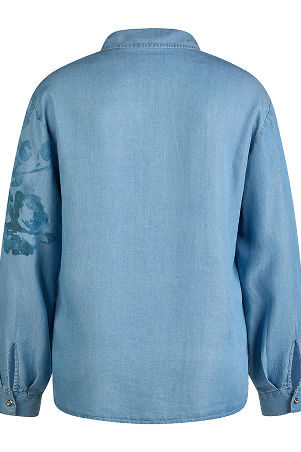 FLORAL PRINT DENIM SHIRT