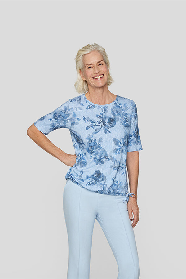 DRAWSTRING FLORAL T-SHIRT