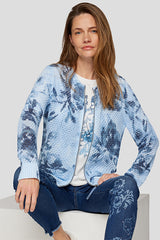 FLORAL OPENWORK ZIPPED JACKET