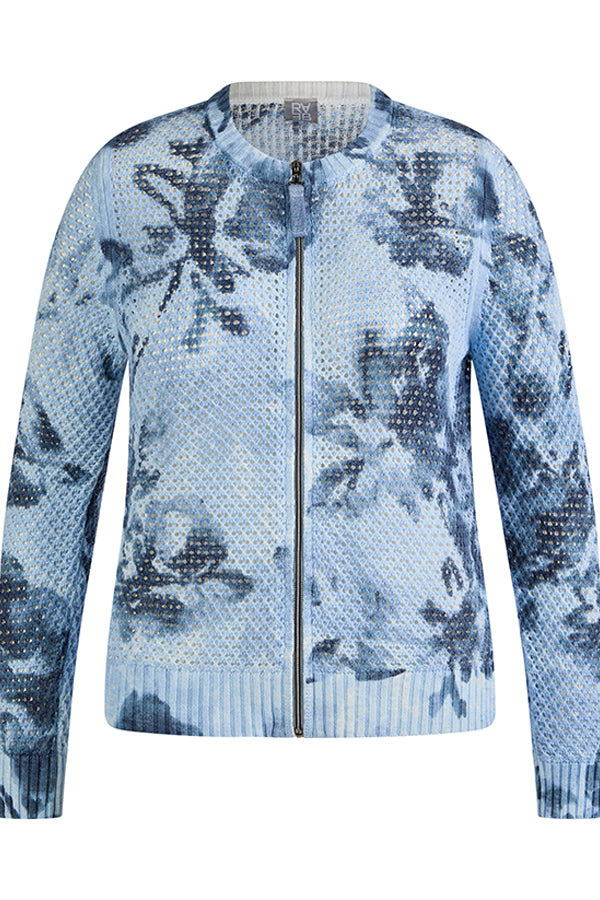 FLORAL OPENWORK ZIPPED JACKET