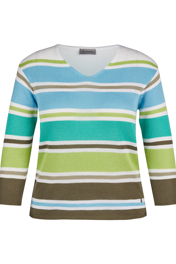 POWDER BLUE MULTICOLOR STRIPED SWEATER