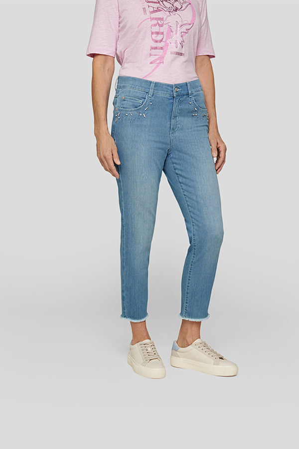 STUDDED FRINGED JEANS
