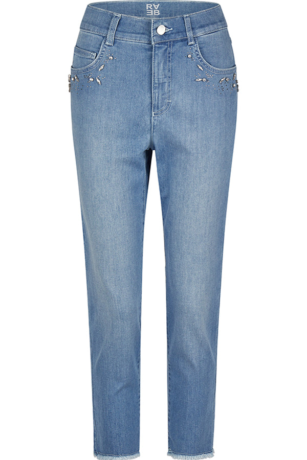 STUDDED FRINGED JEANS