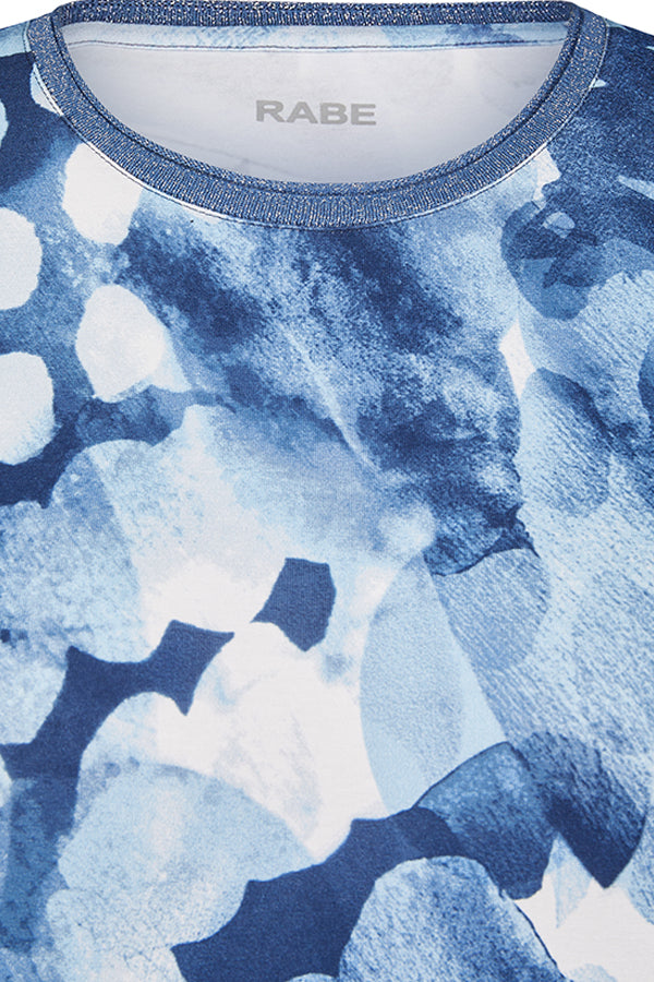 BLUE WATERCOLOR PRINT T-SHIRT