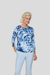 BLUE WATERCOLOR PRINT T-SHIRT