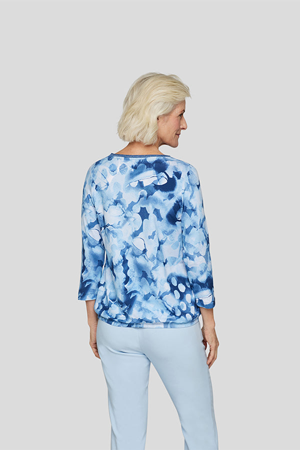 BLUE WATERCOLOR PRINT T-SHIRT