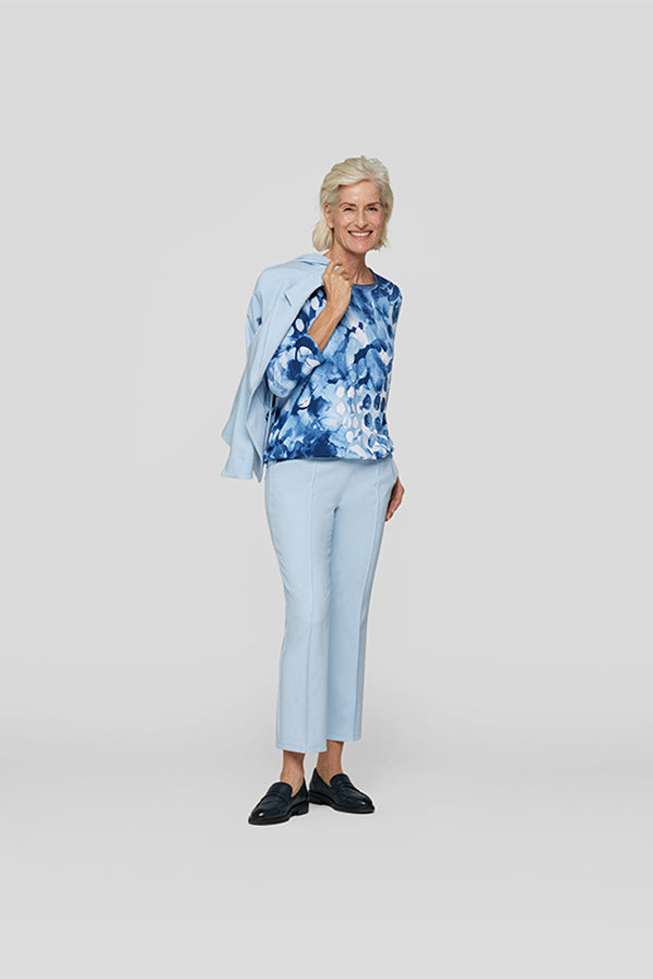 BLUE WATERCOLOR PRINT T-SHIRT