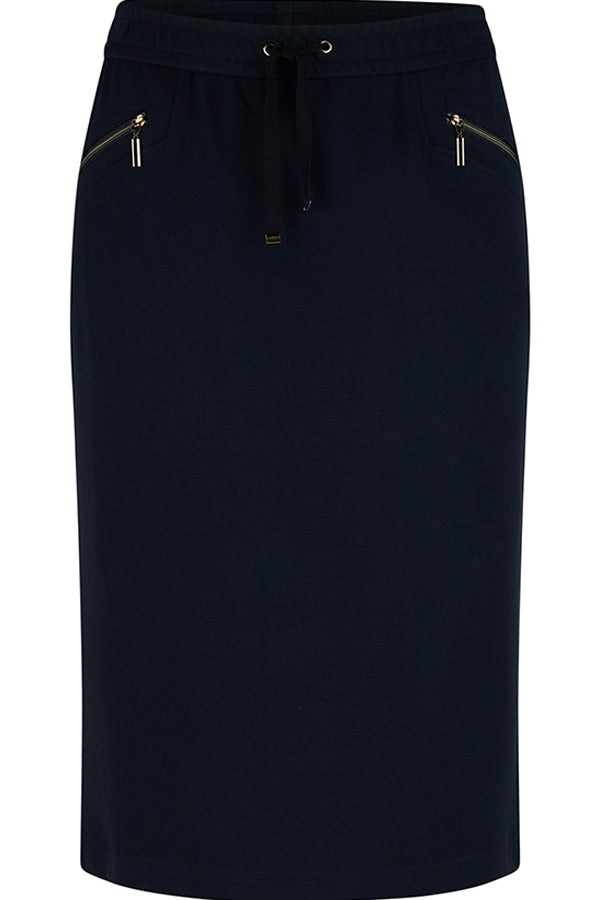 NAVY BASIC ZIPPED SKIRT