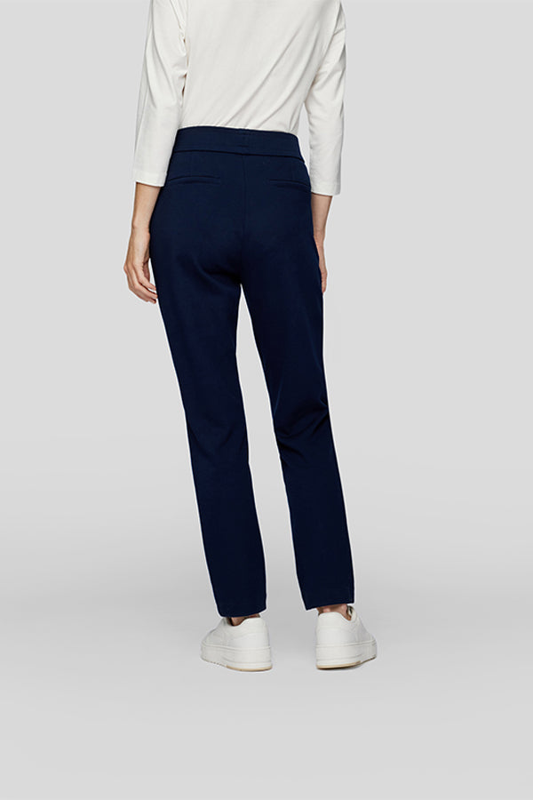 NAVY ELASTICATED ZIPPED TROUSERS