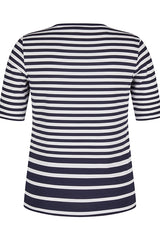 NAVY FLORAL PRINT STRIPED T-SHIRT