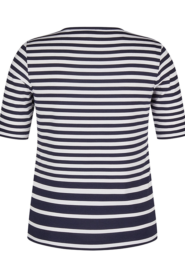 NAVY FLORAL PRINT STRIPED T-SHIRT