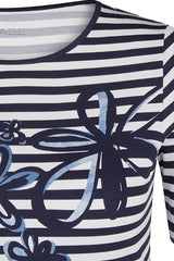 NAVY FLORAL PRINT STRIPED T-SHIRT