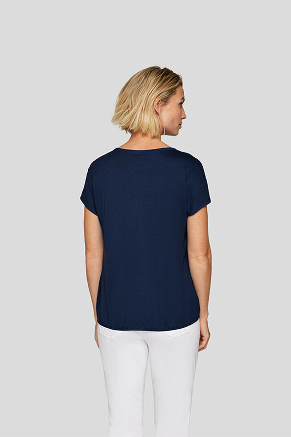 NAVY SEQUINNED BASIC T-SHIRT