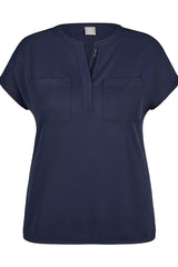 NAVY SEQUINNED BASIC T-SHIRT