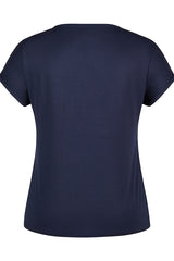 NAVY SEQUINNED BASIC T-SHIRT