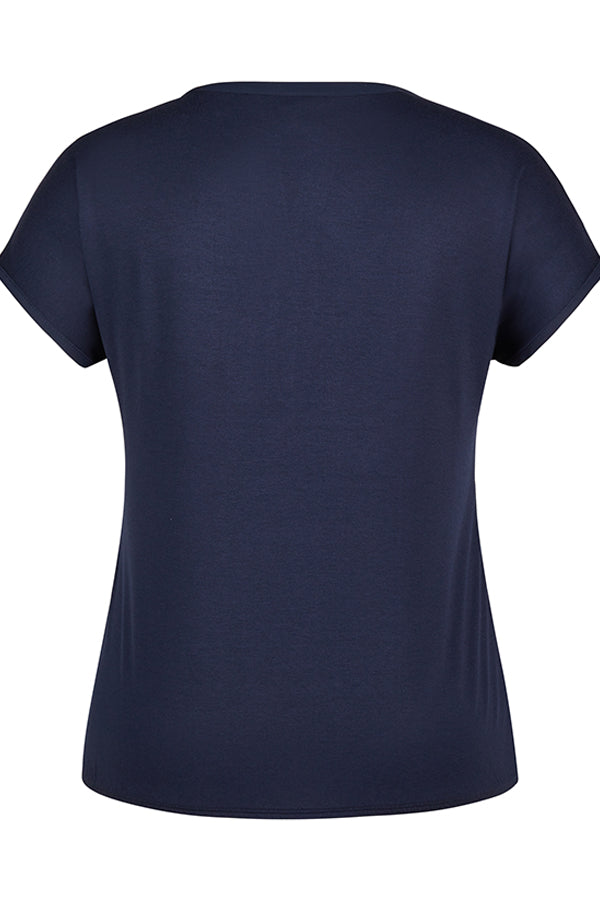 NAVY SEQUINNED BASIC T-SHIRT