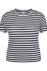 NAVY TEXTURED STRIPED T-SHIRT