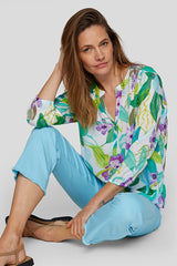 EMERALD TROPICAL PRINT BLOUSE