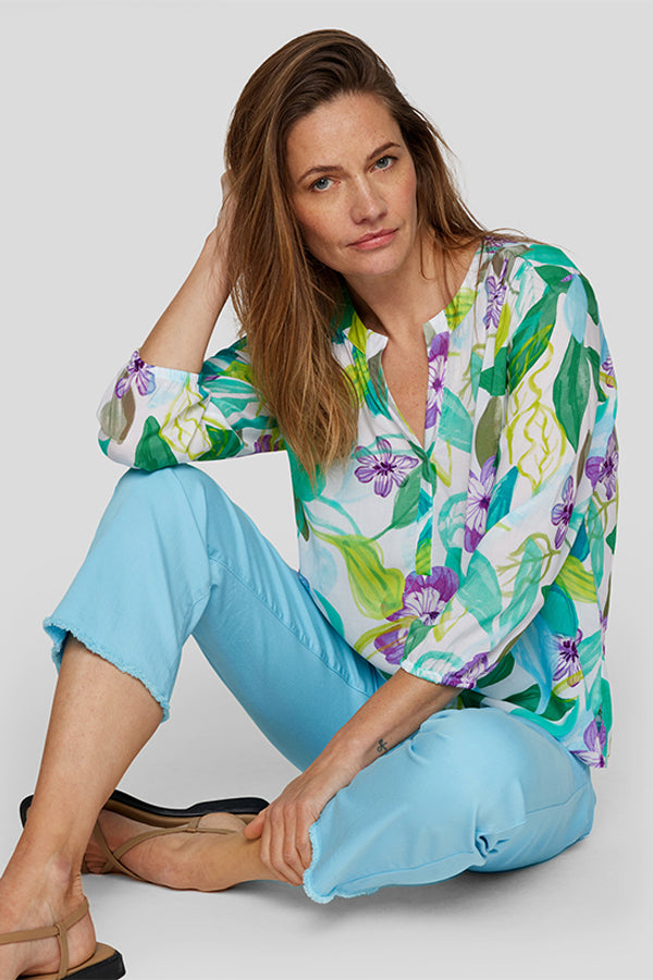 EMERALD TROPICAL PRINT BLOUSE
