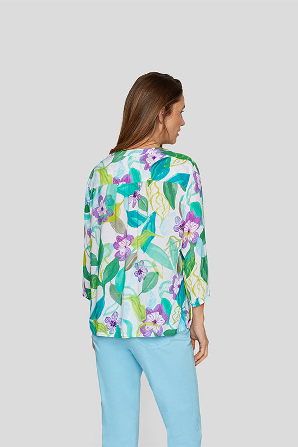 EMERALD TROPICAL PRINT BLOUSE