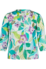 EMERALD TROPICAL PRINT BLOUSE