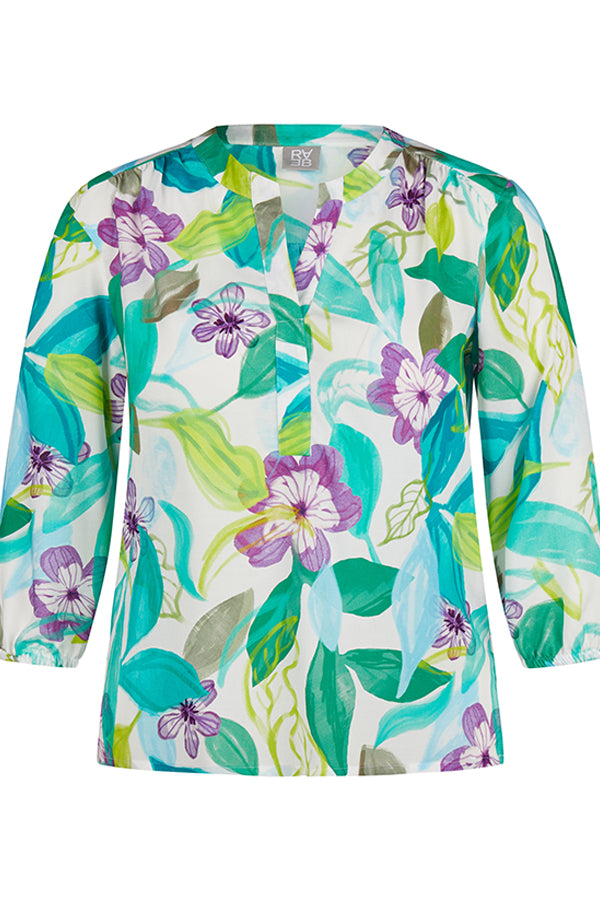 EMERALD TROPICAL PRINT BLOUSE