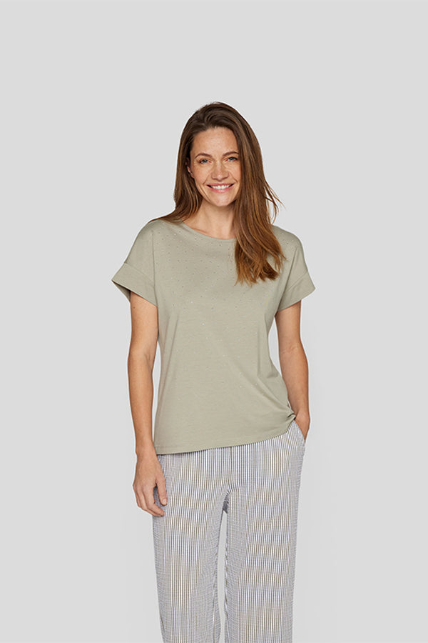 KHAKI SPARKLING DETAIL T-SHIRT
