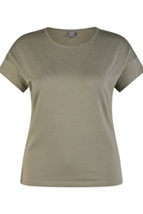 KHAKI SPARKLING DETAIL T-SHIRT